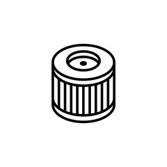 Car oil filter icon. Simple outline style. Air, fuel, engine, change, auto, clean, machine, technology, spring, vehicle, transportation concept. Thin line symbol. Isolated design.