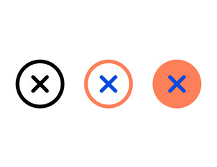 Three Circular Icons Featuring a Cross Mark Symbol