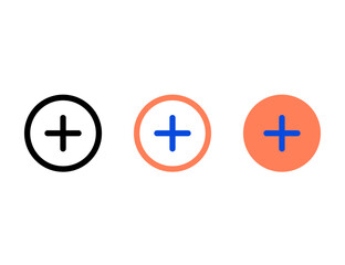 PrintThree Circular Icons Featuring a Plus Sign Symbol
