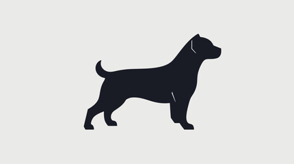 A simple silhouette of a dog standing, showcasing its form and shape against a plain background.