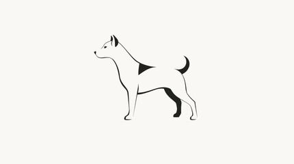 Obraz premium A minimalist silhouette of a dog standing, facing left, against a neutral background.