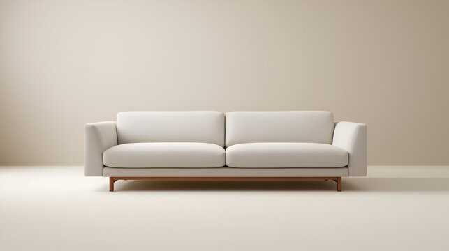 Modern minimalist sofa in neutral colors captured in studio elegant furniture photography interior design inspiration