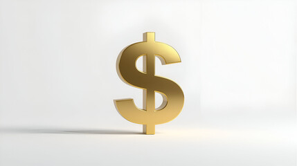Obraz premium Minimalist 3D golden dollar sign isolated on white background financial concept modern digital branding design