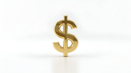 Fototapeta premium Minimalist 3D golden dollar sign isolated on white background financial concept modern digital branding design