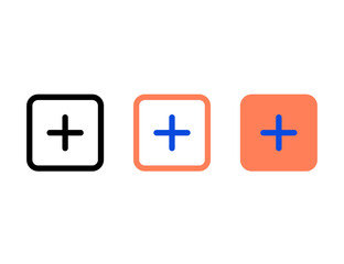 Three Rounded Square Icons Featuring a Plus Symbol