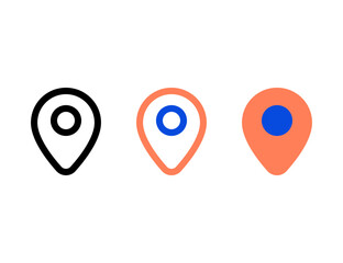 Three Pin Location Icons Outline Filled Outline and Solid