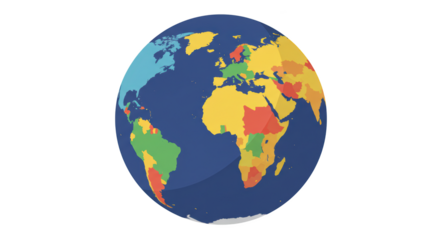 Colorful World Map Globe Illustration detailed illustration featuring political, digital, bright, illustration, learning, countries concept design for modern