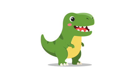 Fototapeta premium Cute cartoon green dinosaur character illustration detailed illustration featuring reptile, yellow, green, cute, stylized, dinosaur concept design for