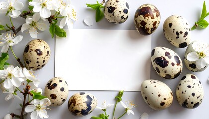 Spring quail eggs and flowers