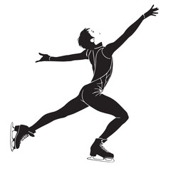 Black figure skating Silhouette Vector, High Quality Illustration on White Background
