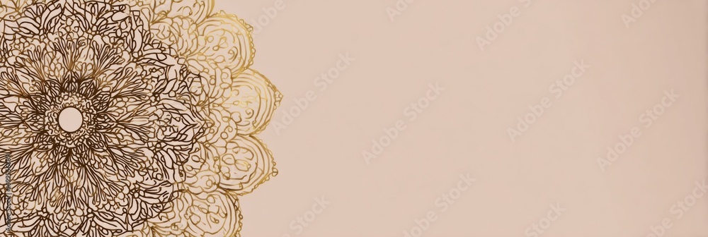 Poster intricate mandala design on soft background showcasing artistic floral patterns and detailed line wo