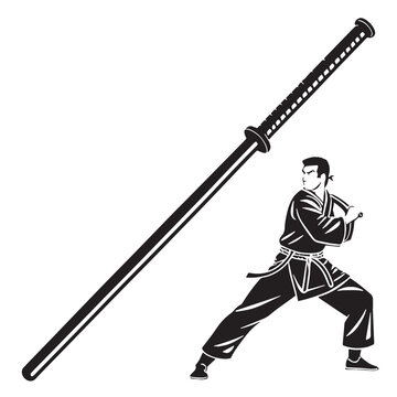Black eskrima arnis kali philippines weapon bas Silhouette Vector, High Quality Illustration on White Background