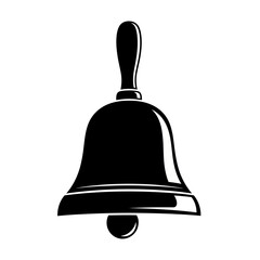 Classic black handheld bell icon isolated on white background