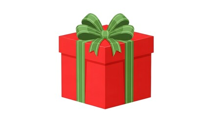 Fototapeta premium Red Gift Box with Green Ribbon A Festive Present Illustration