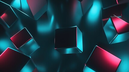 cyan. Sleek, futuristic technological shapes glowing with cyan and magenta light. product launch decks, UI/UX mockups, designed for product launches and innovation pitches, used by PR specialists.