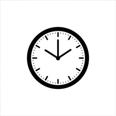 Simple black and white analog clock face icon