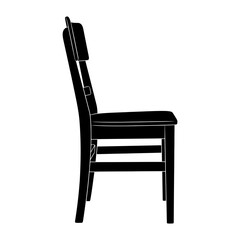 Black silhouette of a simple wooden chair on a white background