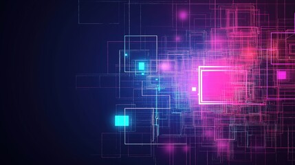 Obraz premium cyan. Sleek, futuristic technological shapes glowing with cyan and magenta light. product launch decks, UI/UX mockups, designed for product launches and innovation pitches, used by PR specialists.