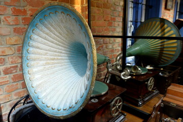 Gramophone in the cafe "Gramophone" in the village of Zheleznodorozhny, Kaliningrad region