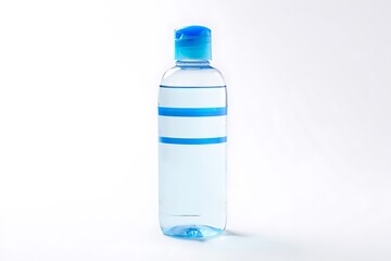 Naklejka premium Clear plastic bottle filled with blue tinted water and blue cap