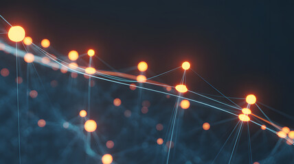 Digital Network of Lights: An abstract representation of interconnected lights glows against a dark backdrop, symbolizing the expansive reach of digital connectivity and technological progress. 