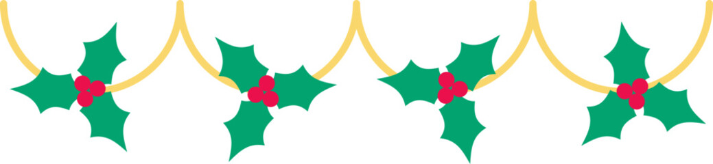 Holly Garland Christmas Decoration Illustration