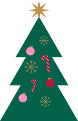 Christmas Tree with Ornaments Illustration