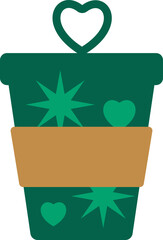 Green Festive Cup with Heart Straws Illustration