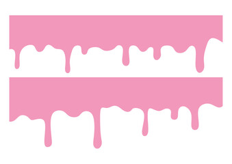 Pink Wavy Liquid Melting Vector on White Background. Strawberry Liquid Dripping and Melting Vector. Great for sweet dessert design, candy cream, yogurt splash, ice cream topping