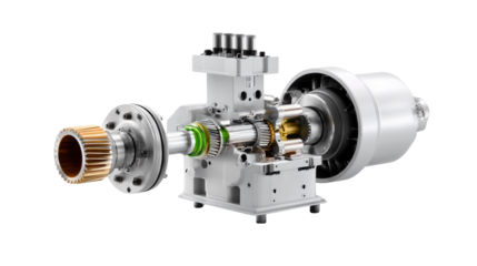 Industrial Machinery Components: A detailed depiction of the complex inner workings of industrial machinery. This high-resolution image reveals the intricate components, mechanical precision.