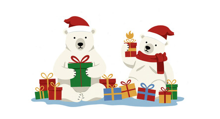 Polar bears with Christmas gift