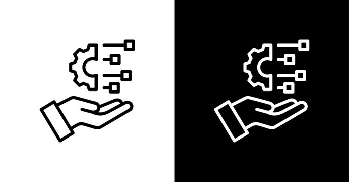 Digital Transformation White Icon Set Design	