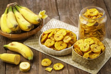 Keripik Pisang. Banana chips are a food made from thinly sliced ​​bananas and then fried