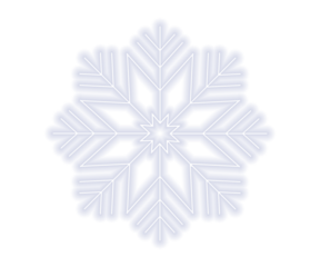 Glowing white neon snowflake symbol isolated on white background. Bright winter decorative frosty ice crystal design for holiday, seasonal, and festive themes. Perfect for modern graphic projects.