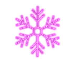 Glowing pink neon snowflake symbol isolated on white background. Bright winter decorative frosty ice crystal design for holiday, seasonal, and festive themes. Perfect for modern graphic projects.