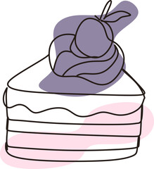 Minimalist Cake Continuous Line Drawing Element