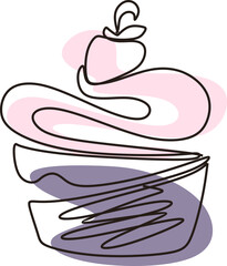 Minimalist Cake Continuous Line Drawing Element