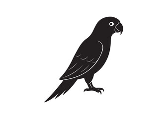 Fototapeta premium Black parrot silhouette icon on white background vector illustration isolated.