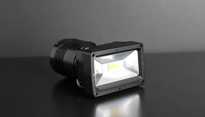 Compact LED Floodlight on a Dark Background Perfect for Professional Lighting Needs and Home Use in Various Settings