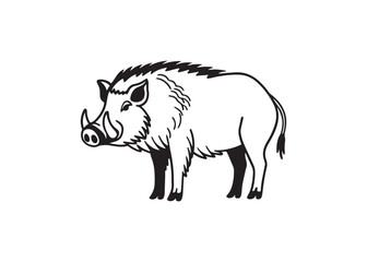 Silhouette of a formidable wild boar on pristine white background vector illustration.