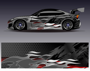 Car wrap design vector. Graphic abstract stripe racing background designs for vehicle, rally, race, adventure and car racing livery