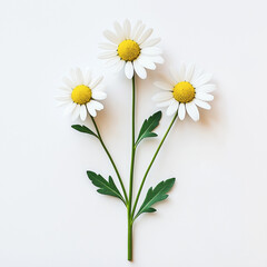 Flat lay daisy flower clipart with minimalistic clean design, flower.