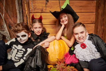 Obraz premium halloween kids pumpkin