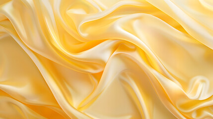 Obraz premium Luxurious Golden Yellow Silk Fabric Draped Texture; Elegant, Smooth, Soft Background