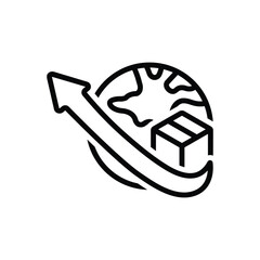 Black line icon for export promotion