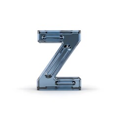 Glass Z Letter, Crystal Alphabet, Blueish, 3D Render