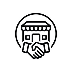 Black line icon for small business support