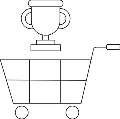 trolley icon and trophy icon with white background