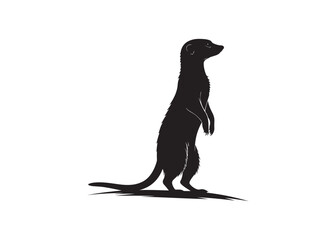 Wild meerkat silhouette in alert standing pose animal vector illustration.