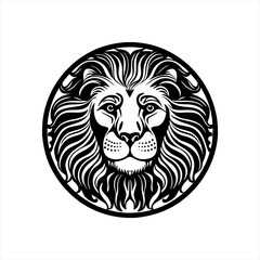 Obraz premium Stylized Black and White Lion Head Emblem 2.